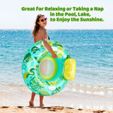 Inflatable Lounger Pool Float with Rubber Handle and Drink Holder