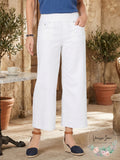 Style & Co Plus Size Pull-on Wide-Leg Cropped Jeans, Size 24W/White