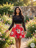 City Studio Women?s Juniors Lace Floral Crop Top Dress, Size 3