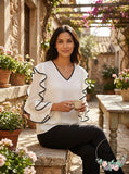 Alfani Womens Piped Ruffled Blouse