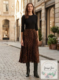 Ralph Lauren Animal Print Pleated Midi Skirt