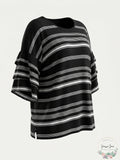 Calvin Klein Women's  Ruffle-Sleeve Striped Sweater, Medium