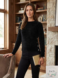Michael Michael Kors Petite Velvet Button Detail Sweater, Size PL