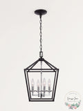 Home Decorators Collection Weyburn 4-Light Black and Polished Chrome Caged Chand