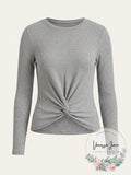 Planet Gold Juniors Twist-Front Sparkly Ribbed Top