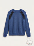 Ultra Flirt by Ikeddi Juniors Lace-Trimmed Pullover Sweater