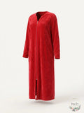 Miss Elaine Textured Fleece Long Zip Robe