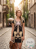 Faux Real Skeleton Sublimated Photorealistic Halloween Costume Dress, Medium