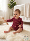 Carter's Baby Dress Maroon Gold Foil Hearts