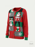 Ugly Christmas Sweater Women's Xmas Patchwork Cardigan