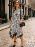 Lost Ink Plus Lace-Trim Animal-Print Dress