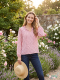 Tommy Hilfiger Women's Polka Dot Long Sleeve V Neck Blouse Top, XS