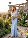 Morgan & Company Juniors Open-Back Glitter-Lace Gown