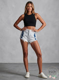 Superdry Womens Cut-Off Shorts – Blue Cotton – Size 28 (Waist)