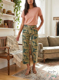 Free People Women's Green Camouflage Jeans