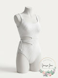 Jessica Simpson Womens Eyelet Asymmetrical Removable Cups Adjustable Tie