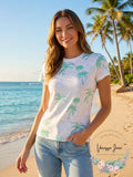 ATM Anthony Thomas Melillo Womens Palm Print Crewneck T Shirt, Size XS