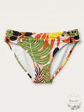 Bar III Tropical-Print Ruched Bikini Bottoms