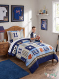 My World Denim and Khaki Sports Full/Queen Comforter Set
