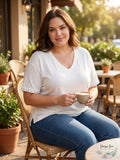 One A Womens Plus Embellished V-Neck Blouse, Size 1X