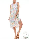 Roudelain Printed Maxi Loungewear Nightgown, Tie Dye, Size Small