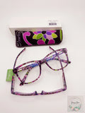 Vera Bradley Jennifer Eyeglasses  + 1.00 With  Power Purple Punch