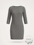 Jessica Howard Women's Glitter Houndstooth Sheath Dress Black