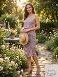 1. STATE Womens Pink Floral Spaghetti Strap Scoop Neck Sheath Dress, Size 8