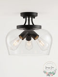 VONLUCE Semi Flush Mount Ceiling Light, 3-Bulb Black Ceiling Light Fixture