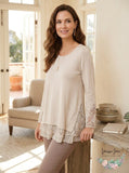 Style & Co Petite Lace Hem Tunic Sweater