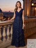 Alex Evenings Women's Long Rosette Short- Sleeve Sequin Detail Dress, Size 12