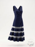 Lauren Ralph Lauren Lighthouse Navy Tulle-Panel A-Line Dress, 6