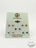 Giani Bernini Sterling Silver Earring Set, Multicolor Cubic Zirconia Five Studs
