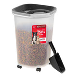 IRIS USA Airtight Pet Food Storage Container with Wheels, Black, 30 lb Capacity - BPA-Free Clear Plastic Bin with Snap-Lid Seal to Keep Kibble, Pellets or Seeds Fresh for Dogs, Cats and Birds