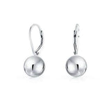 Italian Sterling Silver Leverback Ball Earrings