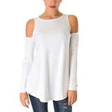 Women's Ribbed Cold-Shoulder Long-Sleeve Top - Assorted Sizes