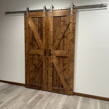 J-Strap Brushed Nickel Single Track Barn Door Hardware Kit