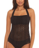 Becca by Rebecca Virtue Womens Crochet Lined Swim Top, Size Small