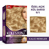 Wella Koleston Supreme 9/1 Light Ash Blonde Hair Dye Kit - Intense Color, Moisture & 100% Gray Coverage for Radiant, Healthy Hair