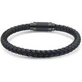 Jarrix Steel Men's Bracelet Leather Stainless Steel Magnetic Closure