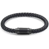 Jarrix Steel Men's Bracelet Leather Stainless Steel Magnetic Closure