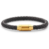 Jarrix Steel Men's Bracelet Leather Stainless Steel Magnetic Closure