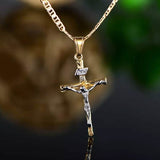 Jesus Crucifix Cross Gold Plated Pendant Necklace