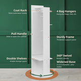 Jewelry Armoire with Full Length Mirror 360° and Large Capacity Jewelry Organizer Armoire; Lockable Mirror with Jewelry Storage; Coat Rack; Multi Storage Shelves