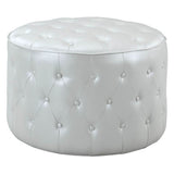 Jimmy Ottoman Button Tufted PU Leather Upholstered Round Pouf