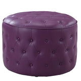 Jimmy Ottoman Button Tufted PU Leather Upholstered Round Pouf