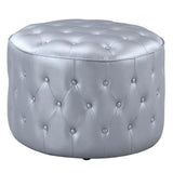 Jimmy Ottoman Button Tufted PU Leather Upholstered Round Pouf