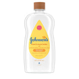 Johnson's Baby Oil, Mineral Oil Enriched with Shea & Cocoa Butter to Prevent Moisture Loss, Hypoallergenic, 20 fl. oz