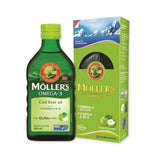 Möller's Cod Liver Oil Supplement with Omega-3, Vitamins A, D, E - Natural Apple Flavor for Heart, Brain Health - 8.45 fl oz