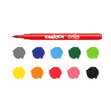 Carioca Super Brush Felt Tip Pens 10-Pack - Washable Ink Brush Pens for Artistic Designs